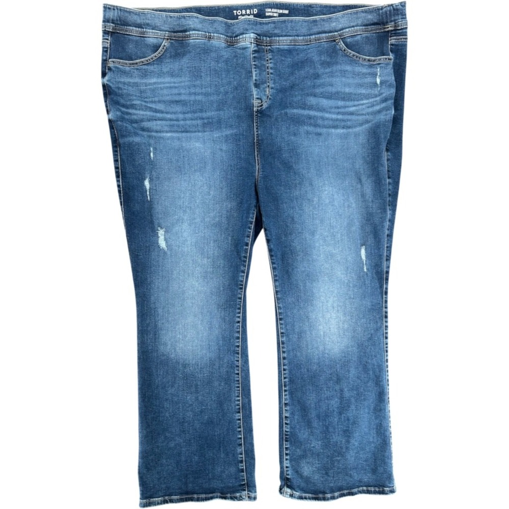 Torrid Lean Jean Slim Boot Super Soft Distressed Blue Denim Plus Size 5S